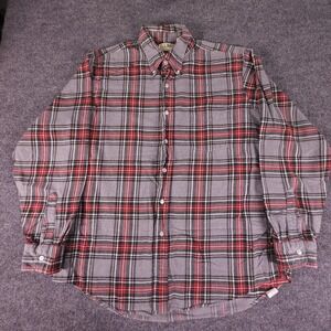 Vintage L.L. Bean Shirt Mens Large Gray Plaid Flannel Button Down Made USA 90s